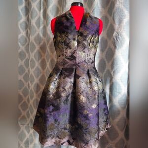 Vince Camuto Purple and Gold Mini Dress